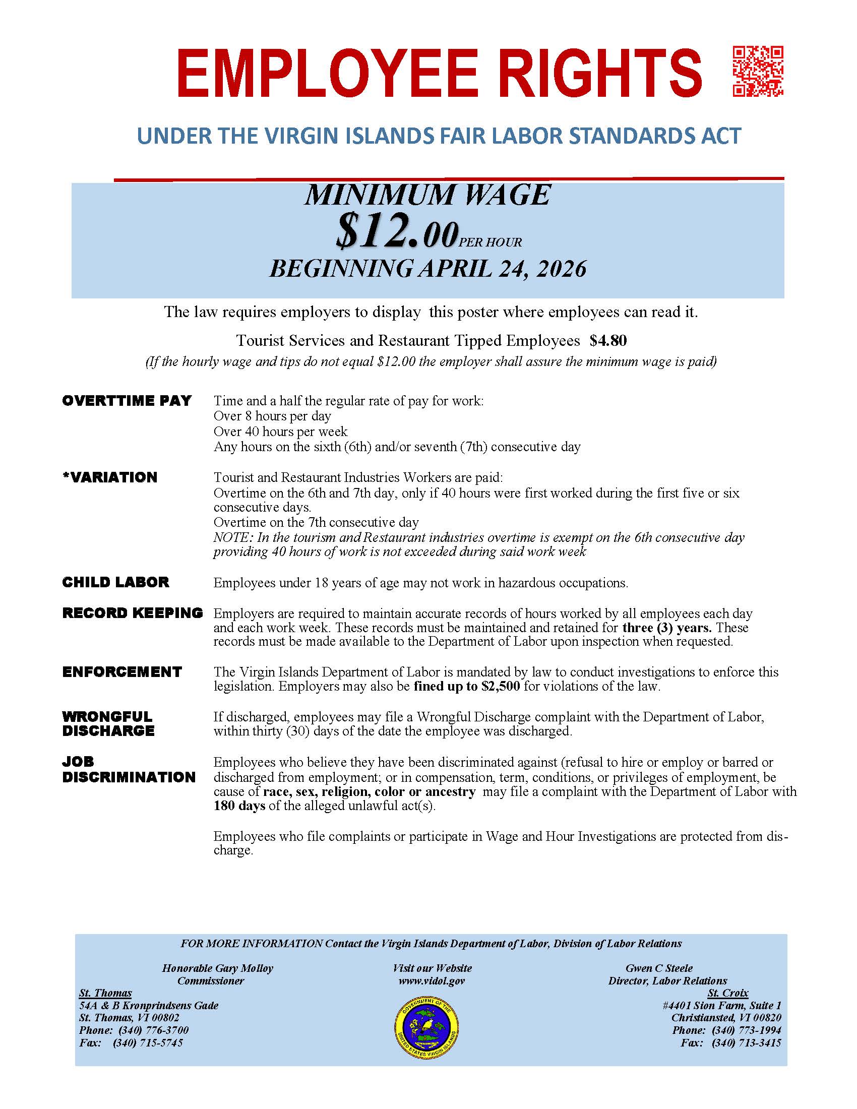 Updated Minimum Wage April 2026 Poster